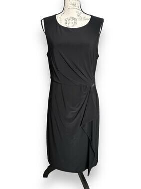 Tommy Hilfiger Belted Black Gathered Waist Sleeveless Dress 12 NWOT